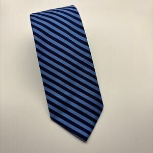 Brooks Brothers USA Repp Stripe Silk Tie Blue Navy Made in USA Mens